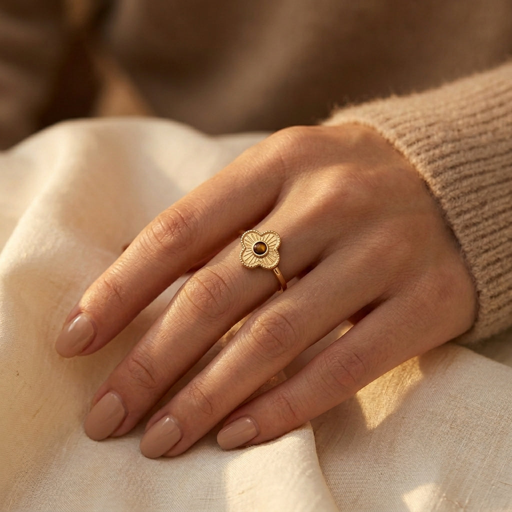Golden Blooming Floral Open Band Ring