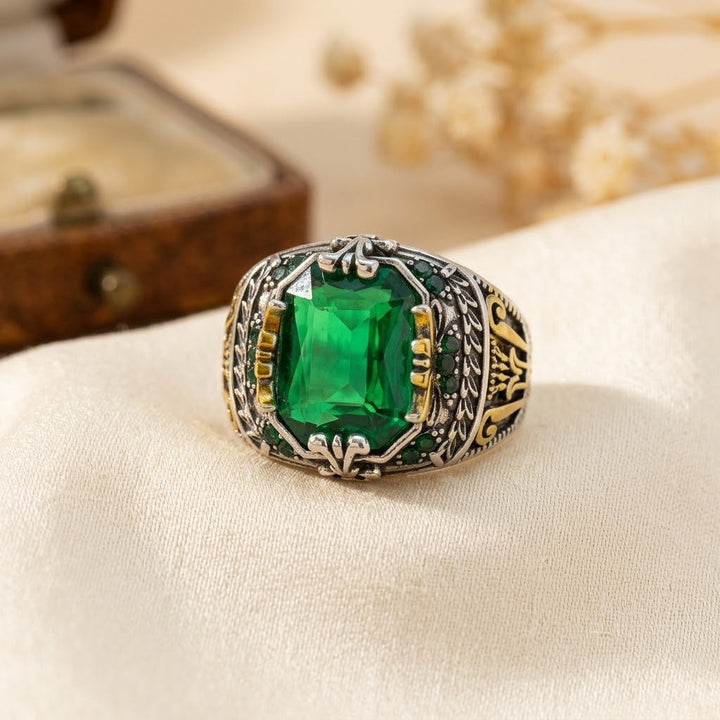 Vintage Silver Emerald Ring