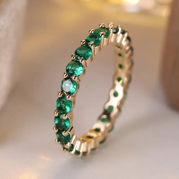 Emerald and Gold Infinity Band
