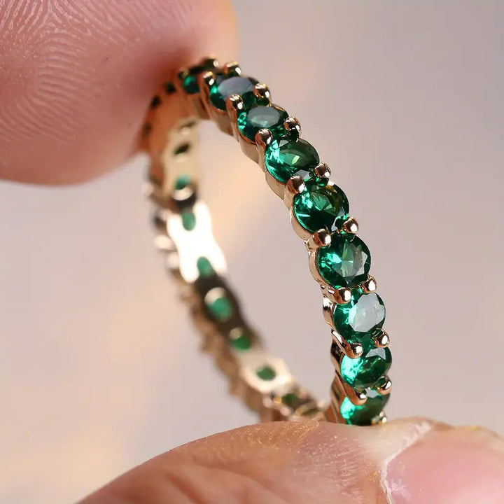 Emerald Gold Infinity Ring