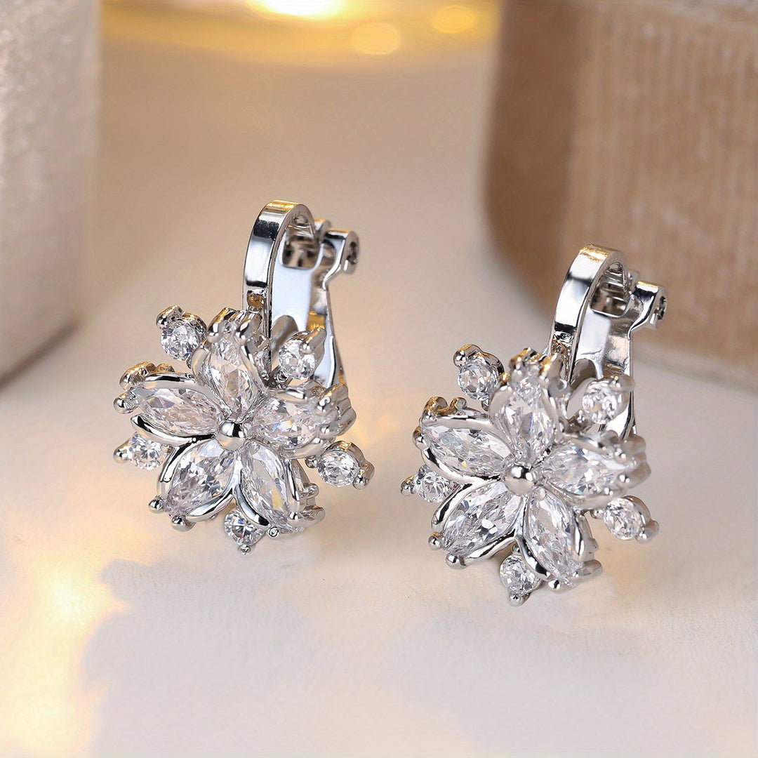 Elegant Floral Zirconia Earrings