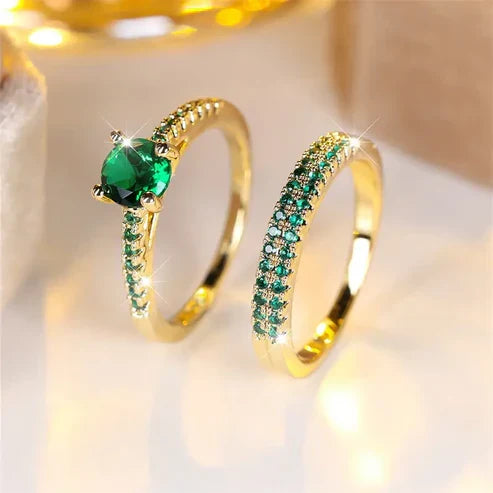 Serena Emerald Double Ring Collection