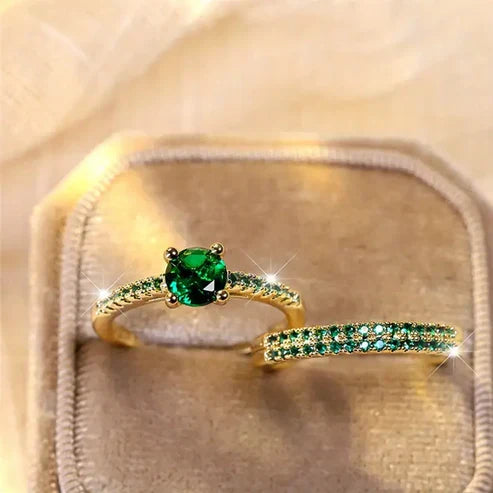 Serena Emerald Double Ring Collection