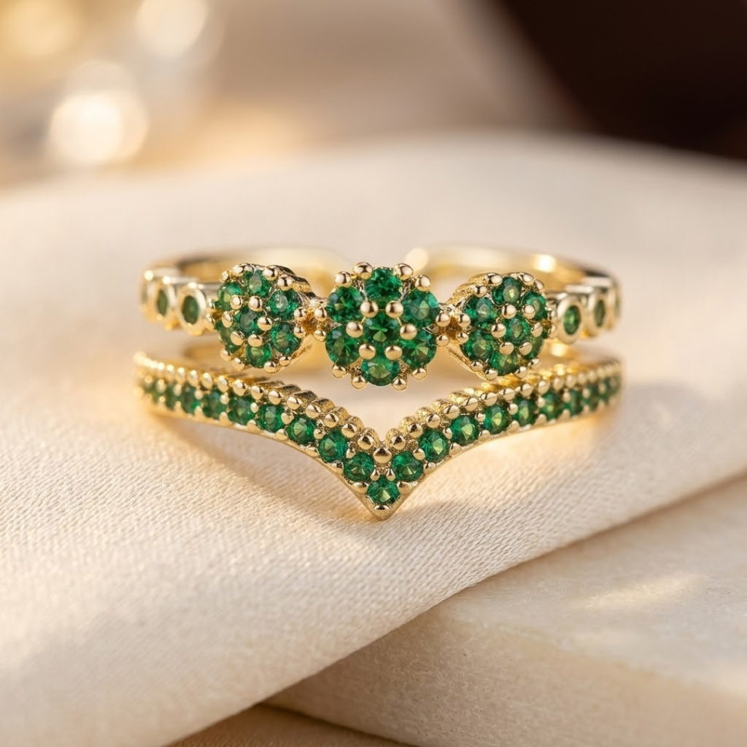 Emerald Cluster Gold Ring