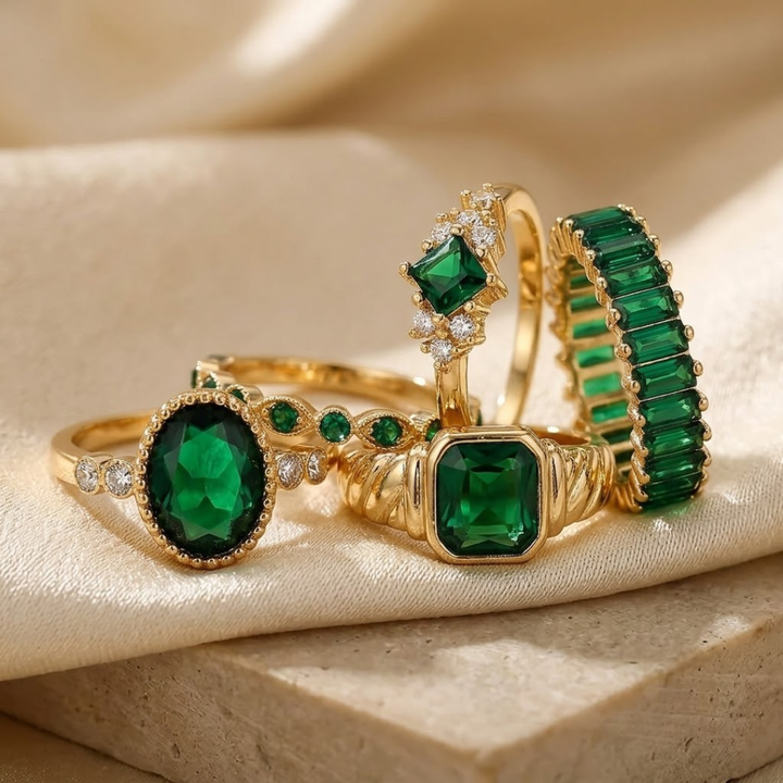 Emerald and Gold Ring Set