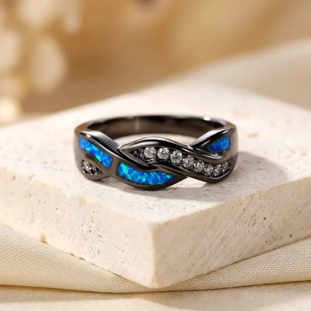 Twisted Silver Inlay Band Ring