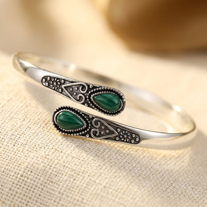 Antique Silver Emerald Bracelet