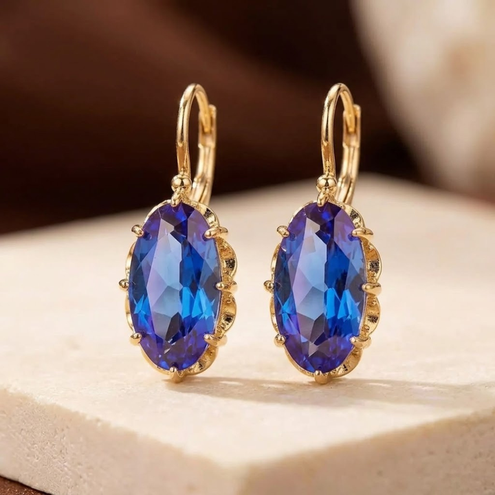 Sapphire and Gold Drop Earrings