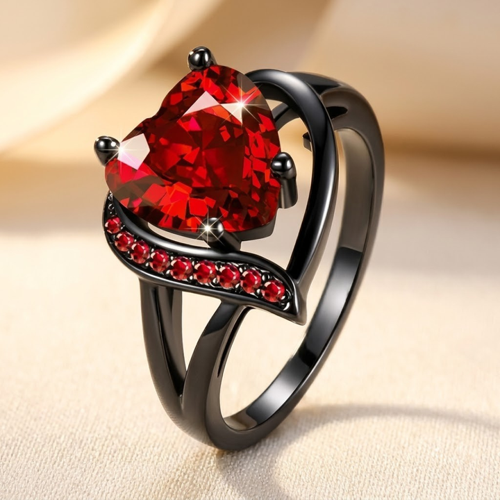 Ruby Heart Ring in Silver