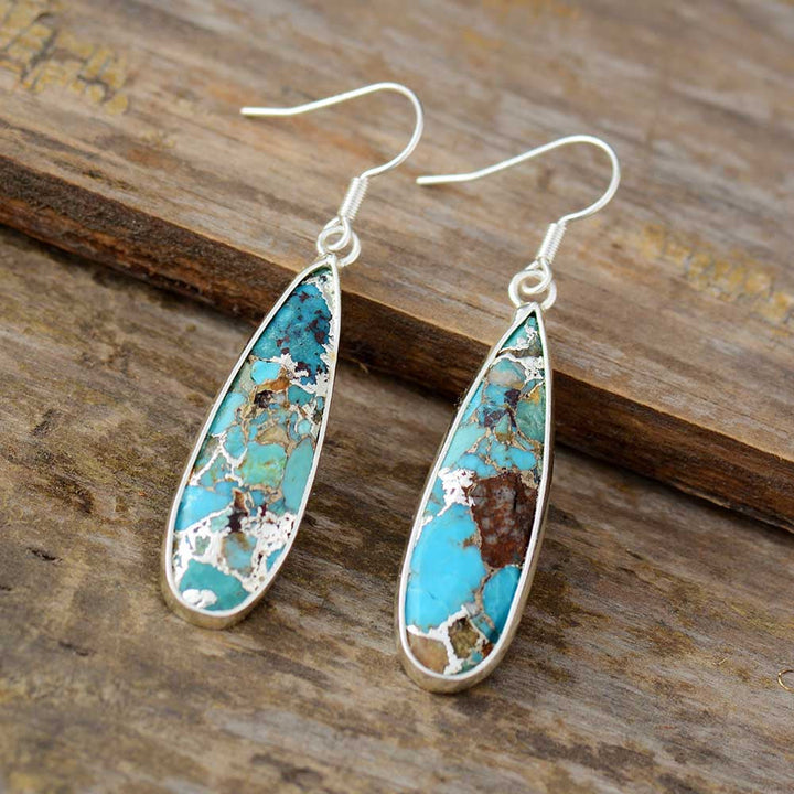 Chic Teardrop Earrings Crafted from Turquoise Jasper