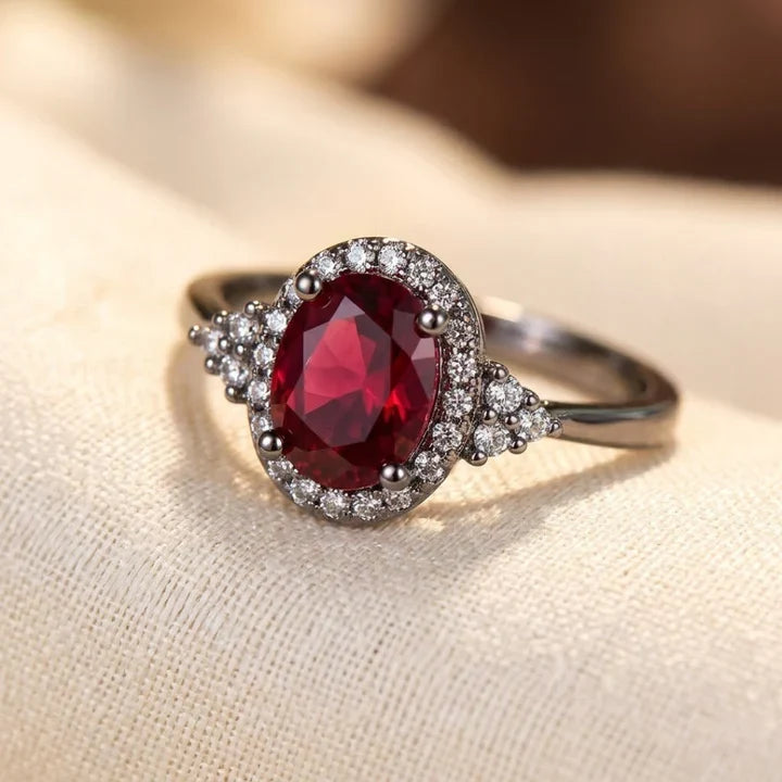 Silver Ruby Halo Band