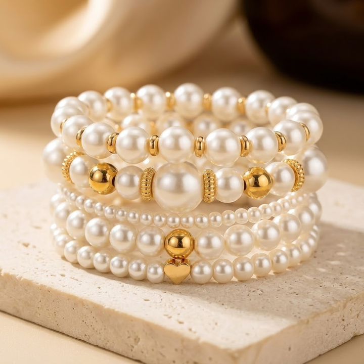 Golden Pearl Bead Bracelet Collection