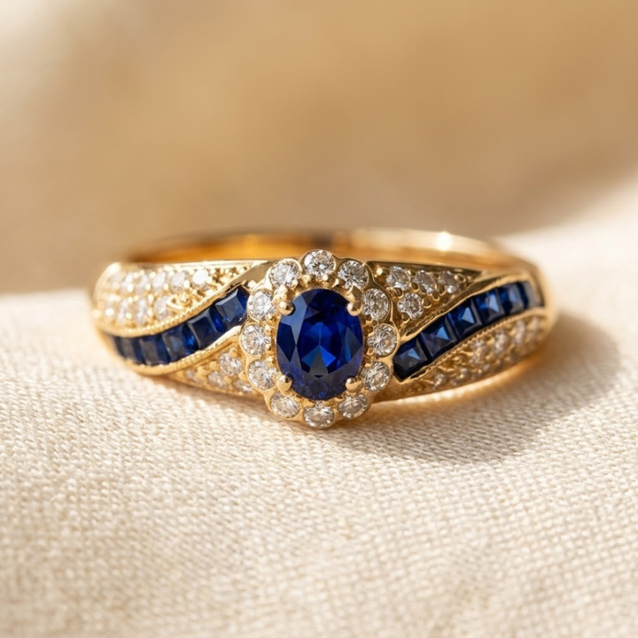 Sapphire and Gold Band Ring