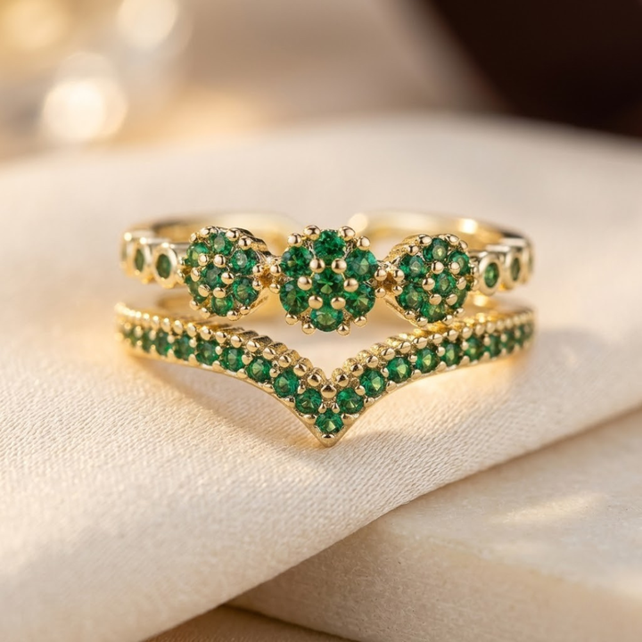Emerald Cluster Gold Ring