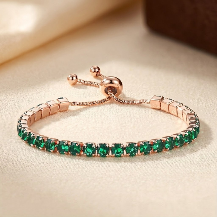 Emerald and Gold Adjustable Tennis Bracelet