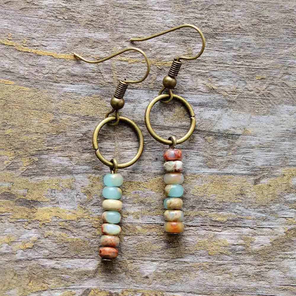 Genuine Jasper Gemstone Earrings