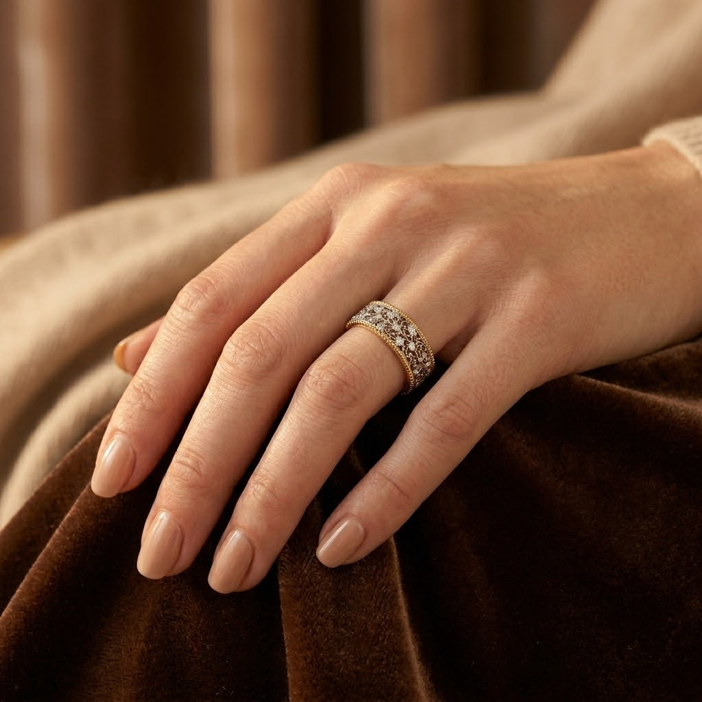 Ornate Silver and Gold Ring Band
