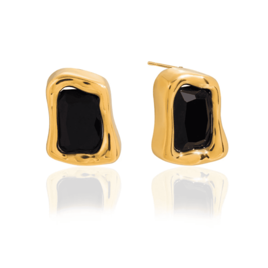 Timeless Square Zircon Earrings in Classic Gold