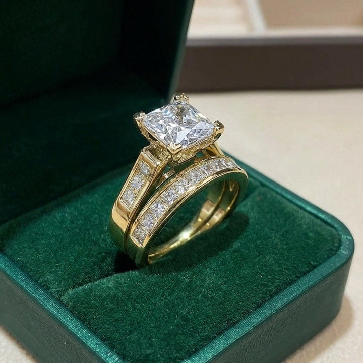 Sophisticated Zirconia Engagement Ring Duo