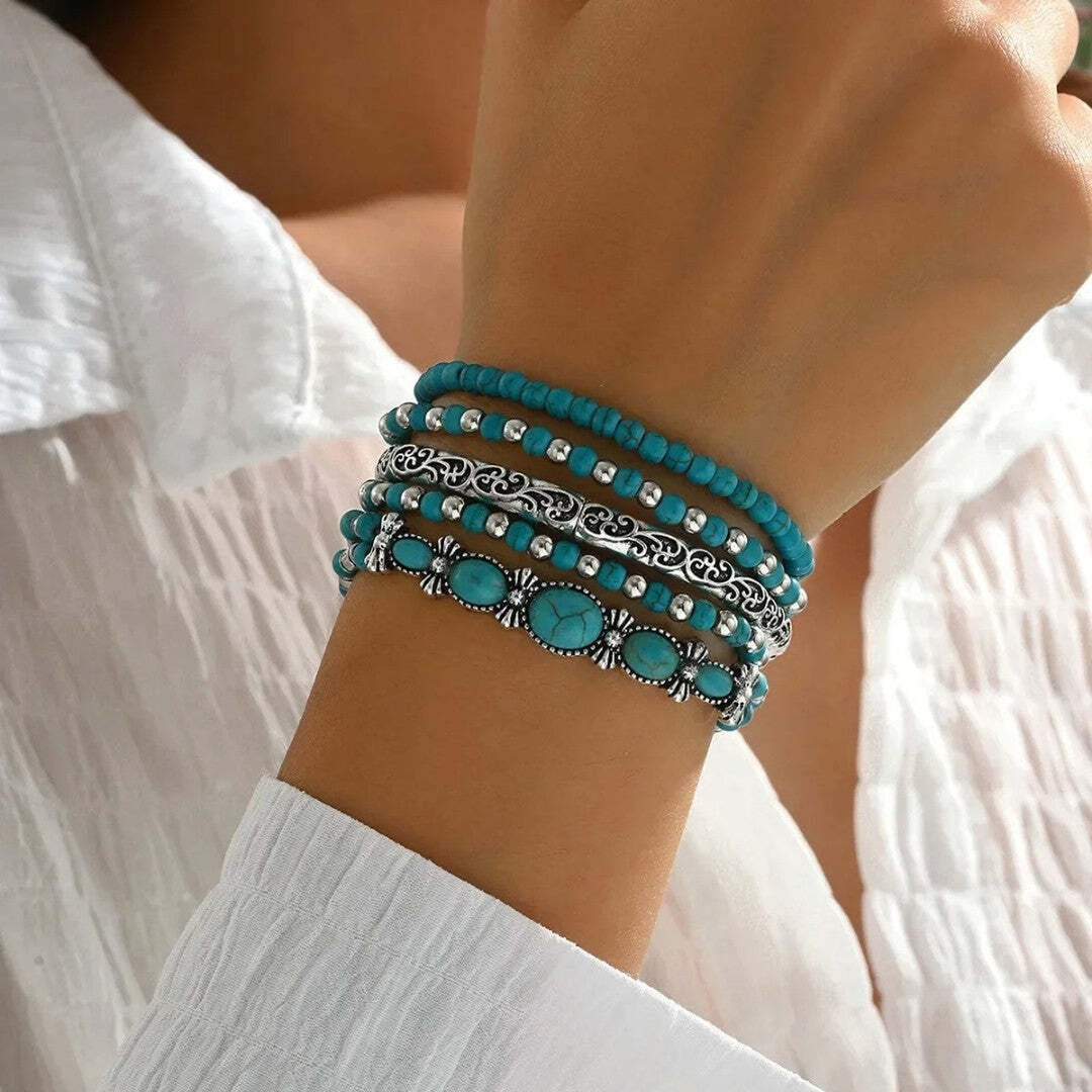 Turquoise Gemstone Bohemian Bracelet Collection