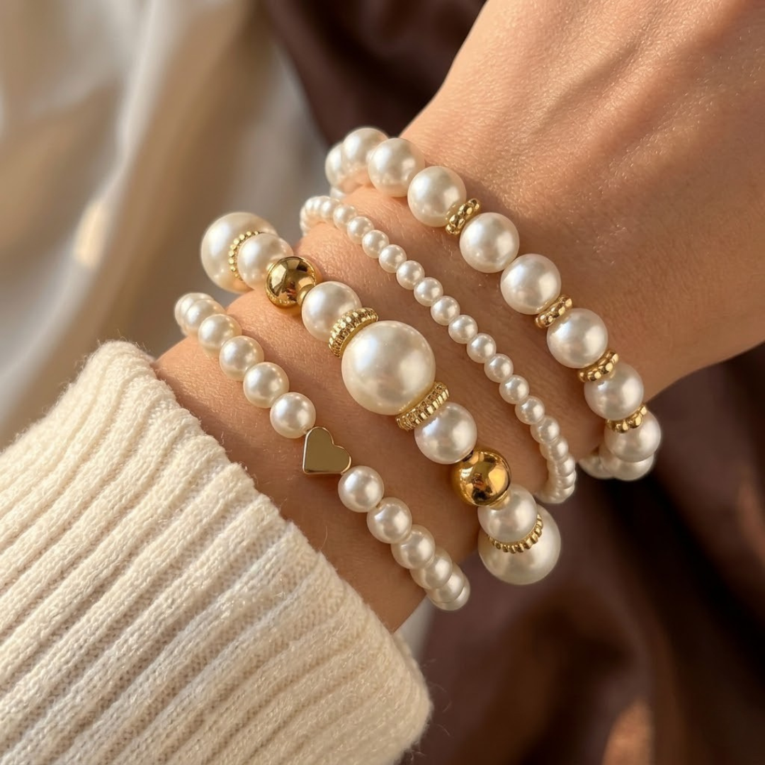 Golden Pearl Beaded Bracelet Collection