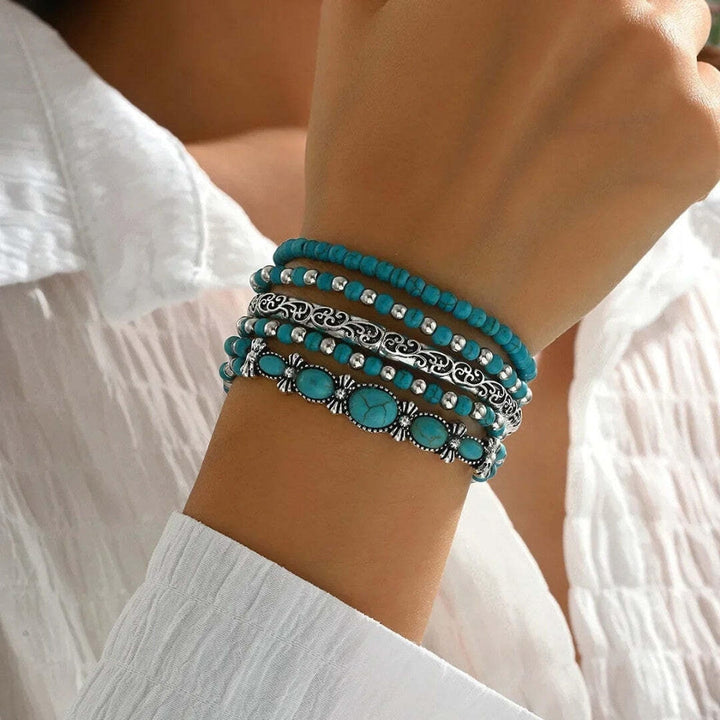 Turquoise Stone Bohemian Bracelet Set