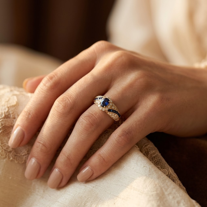 Sapphire and Gold Band Ring
