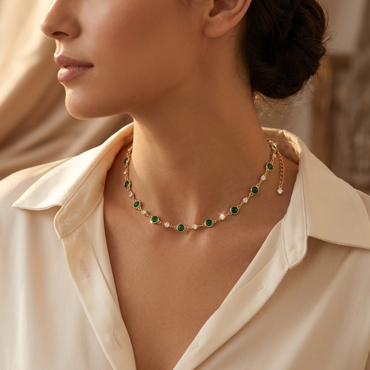 Emerald and Gold Pendant Necklace