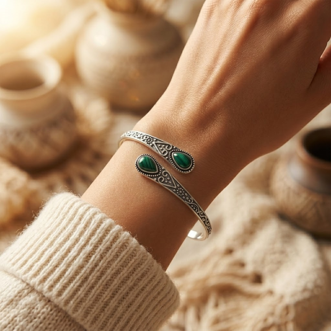 Vintage Silver Emerald Bracelet