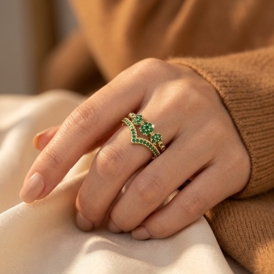 Emerald Cluster Gold Ring