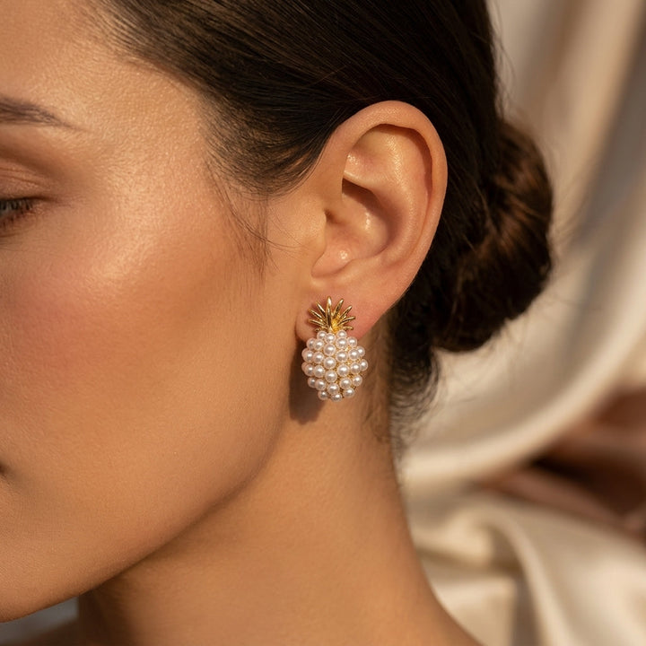 Radiant Pearl Cluster Stud Earrings