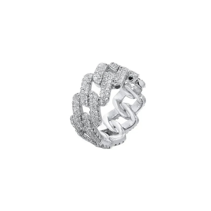 Elegant Gold and Silver Ring with Zirconia Inlays