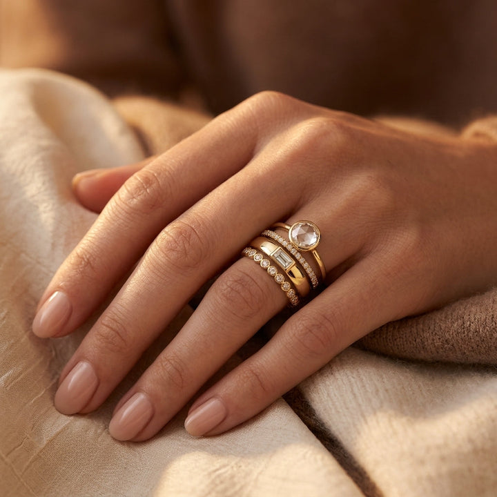 Stacked Gold Bezel Ring Collection