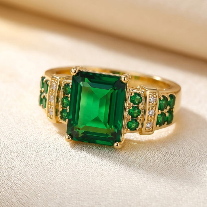 Emerald and Gold Blended Gemstone Ring