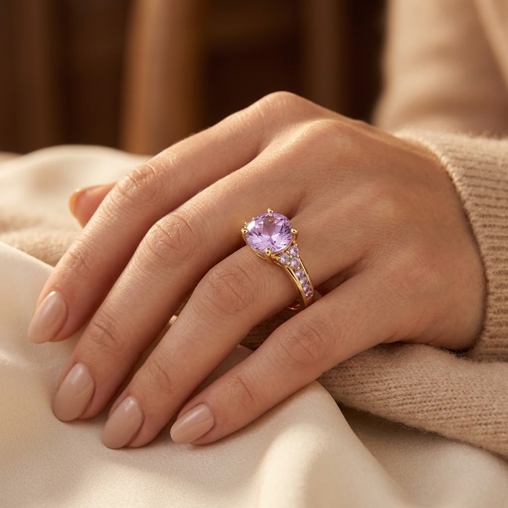 Amethyst Cluster Ring in Gold