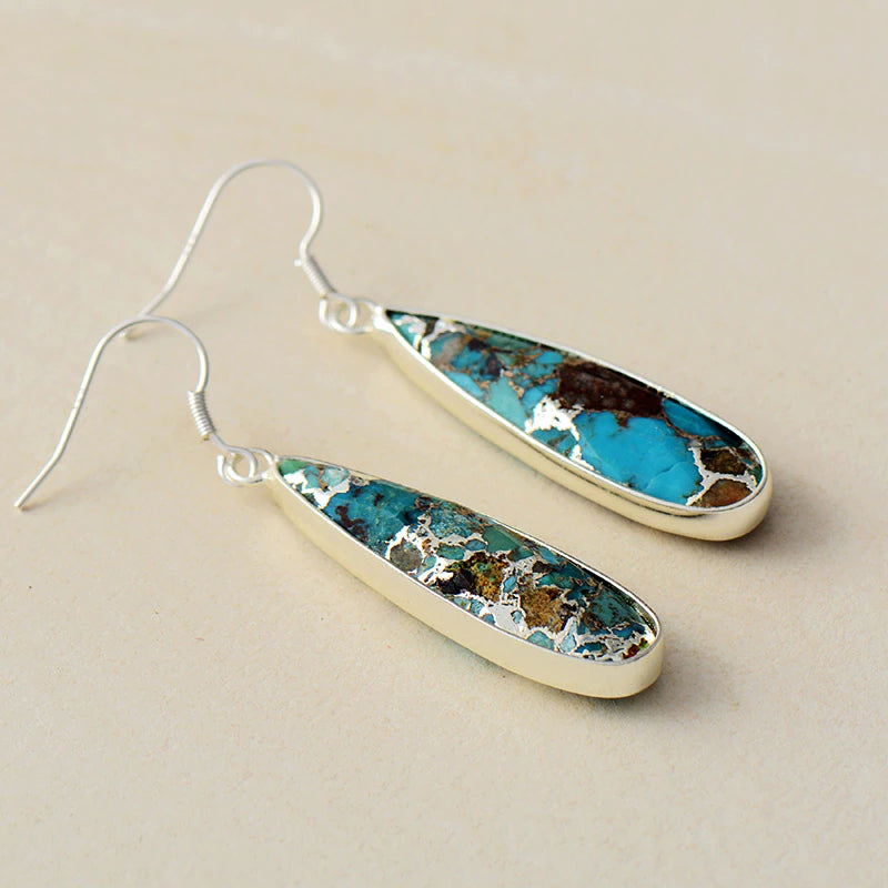 Chic Teardrop Earrings Crafted from Turquoise Jasper