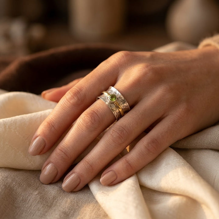Rustic Band Ring in Silver and Gold