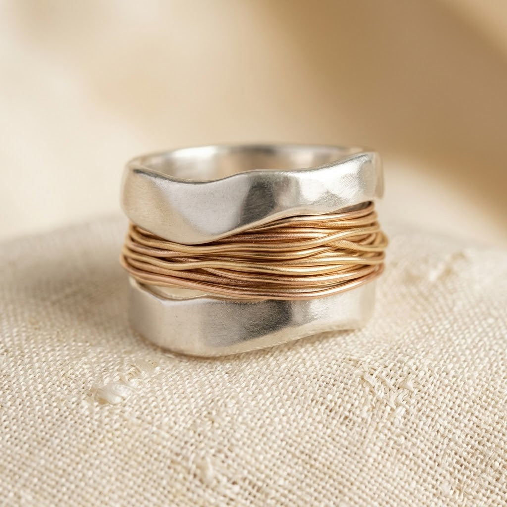 Ring Encased in Gold and Silver