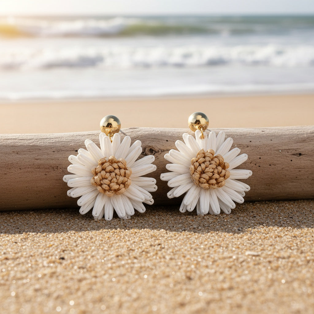Floral Daisy Drop Earrings