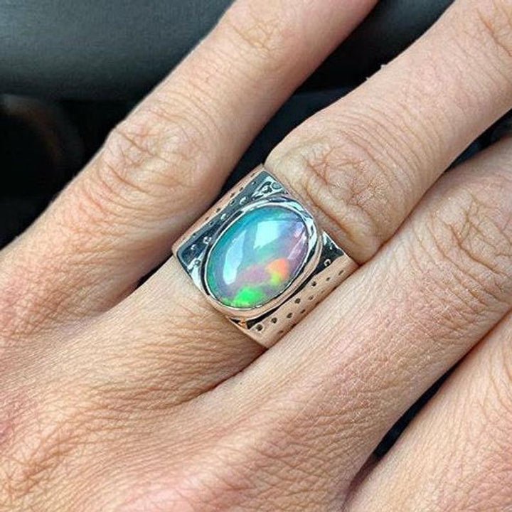 Lustrous Oval Gemstone Ring