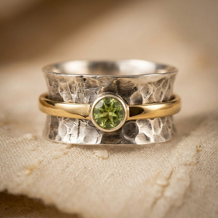 Rustic Dual-Tone Silver and Gold Band Ring