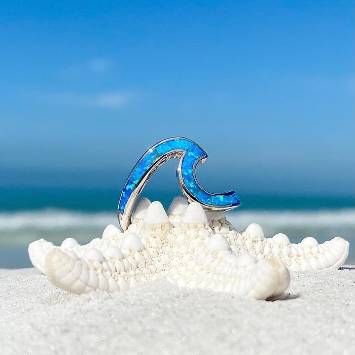 Opal and Sterling Silver Ocean Wave Ring