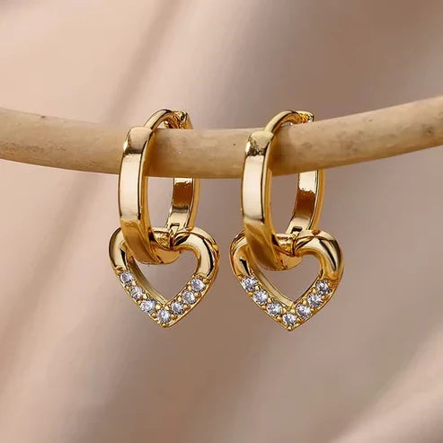 Radiant Golden Heart Earrings