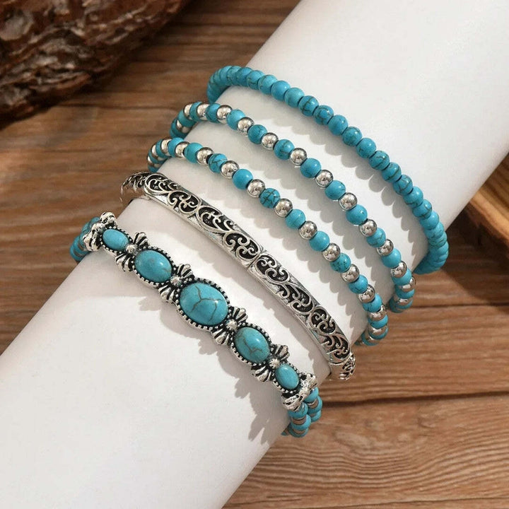 Turquoise Boho Beaded Bracelet Set