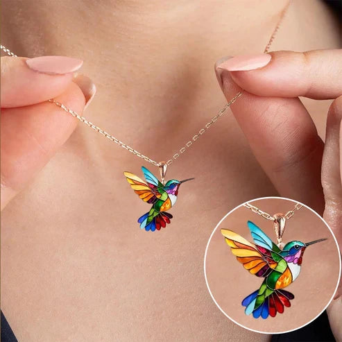 Stunning Hummingbird Pendant Necklace with Complimentary Earrings