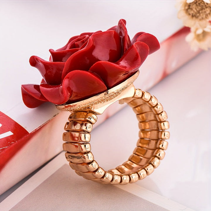 Vibrant Crimson Rose Ring