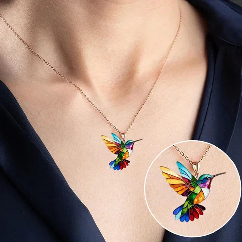 Stunning Hummingbird Pendant Necklace with Complimentary Earrings