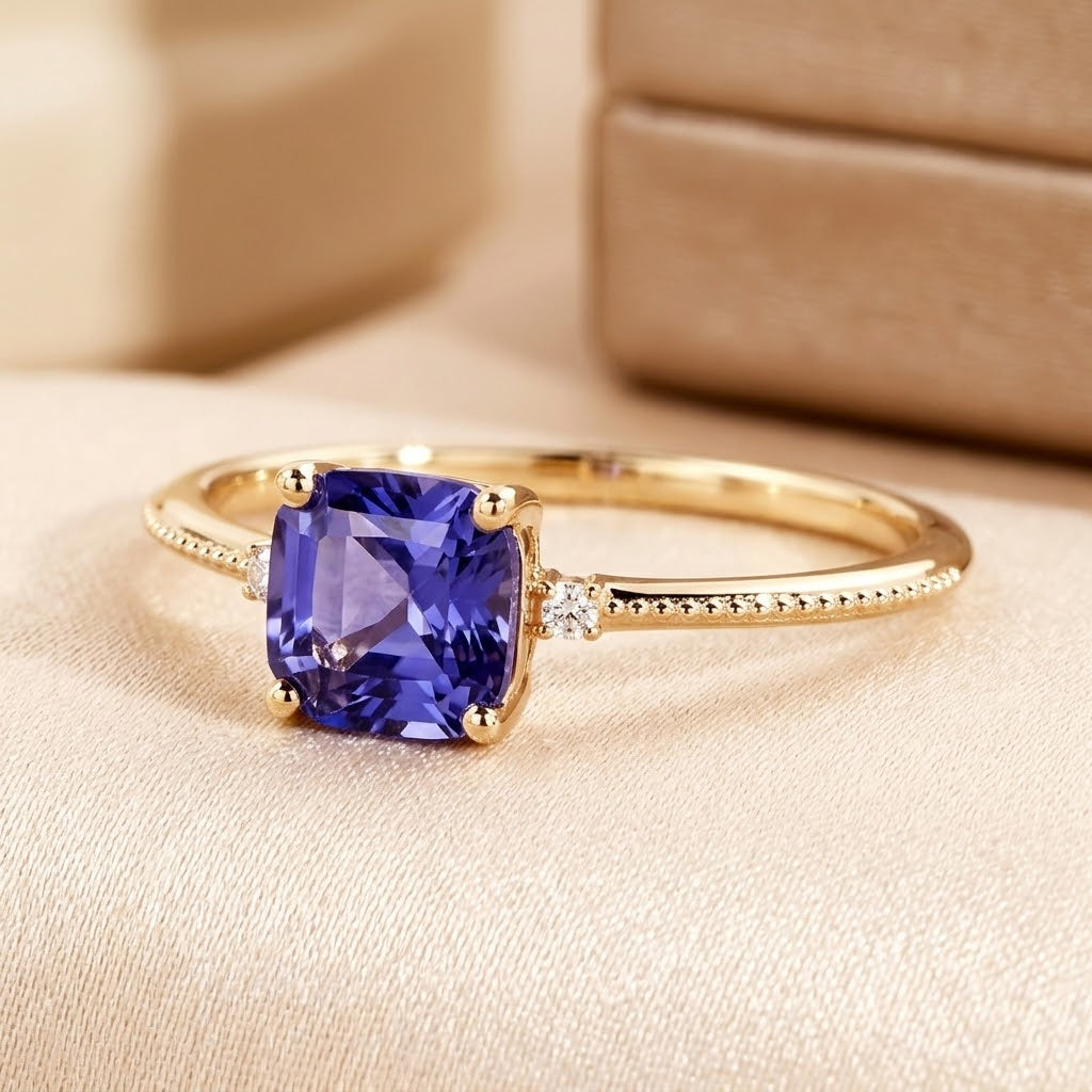Amethyst Solitaire Ring in Gold