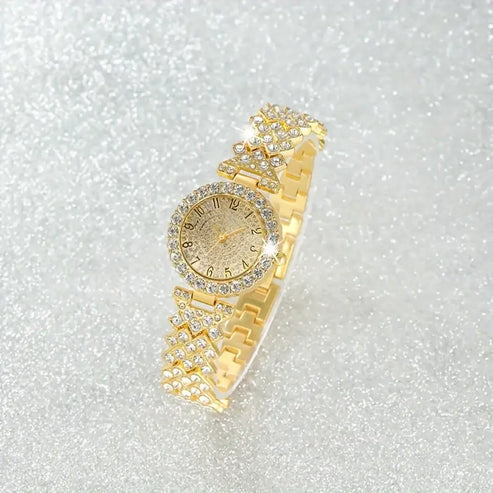 Opulent Glow Gold Watch and Bracelet Duo
