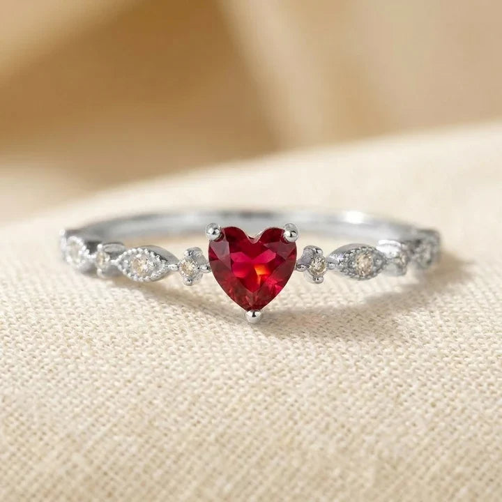 Ruby Heart Gold Ring
